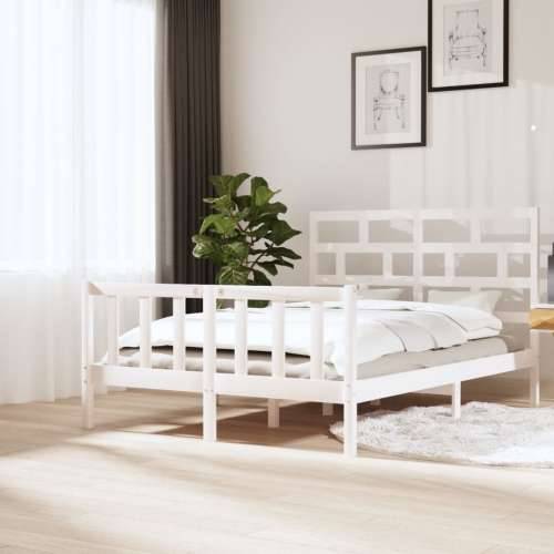 Okvir za krevet masivna borovina bijeli 150 x 200 cm bračni - Bijela 150 x 200 cm Cijena