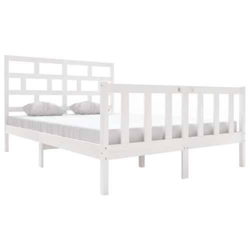 Okvir za krevet masivna borovina bijeli 150 x 200 cm bračni - Bijela 150 x 200 cm Cijena