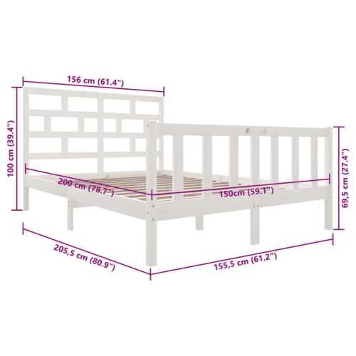 Okvir za krevet masivna borovina bijeli 150 x 200 cm bračni - Bijela 150 x 200 cm Cijena