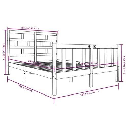 Okvir za krevet od masivne borovine 160 x 200 cm - Prirodna 160 x 200 cm Cijena