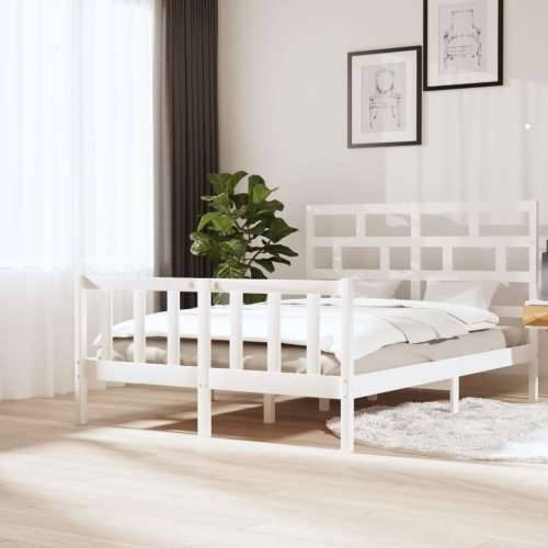 Okvir za krevet od masivne borovine bijeli 160 x 200 cm