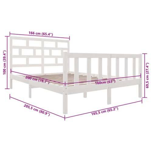 Okvir za krevet od masivne borovine bijeli 160 x 200 cm - Bijela 160 x 200 cm Cijena