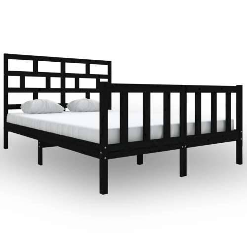 Okvir za krevet od masivne borovine crni 160 x 200 cm Cijena
