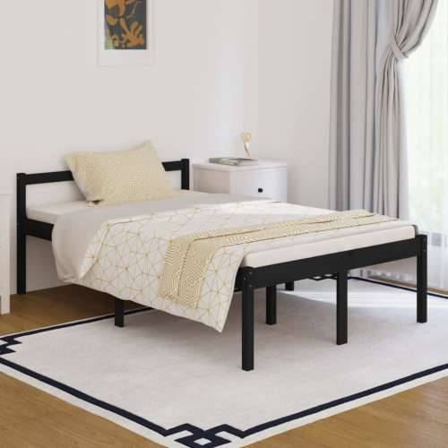 Okvir za krevet od masivnog drva crni 120 x 190 cm mali bračni Cijena