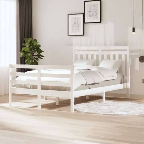 Okvir za krevet bijela 120 x 190 cm mali bračni drveni