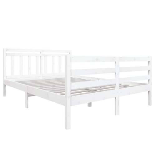 Okvir za krevet od masivnog drva bijeli 140 x 190 cm Cijena