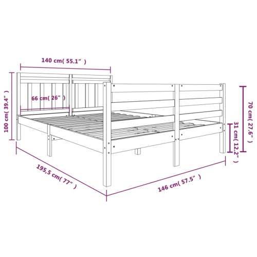 Okvir za krevet od masivnog drva sivi 140 x 190 cm Cijena