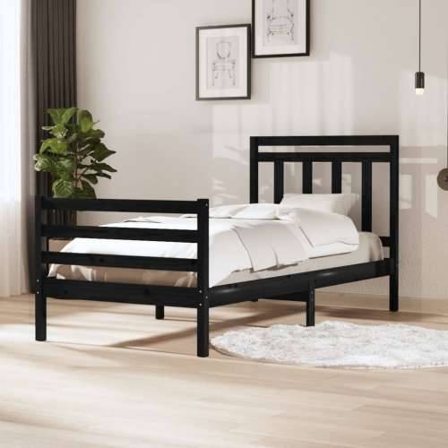 Okvir za krevet od masivnog drva crni 100 x 200 cm