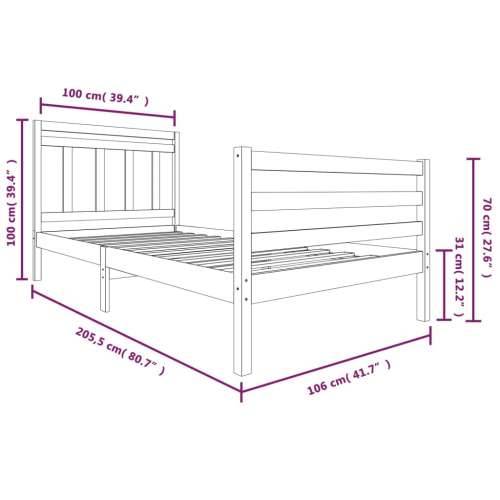 Okvir za krevet od masivnog drva crni 100 x 200 cm Cijena
