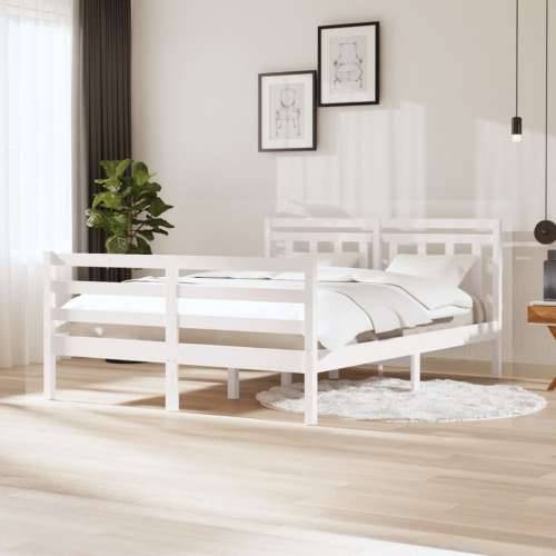 Okvir za krevet od masivnog drva bijeli 140 x 200 cm
