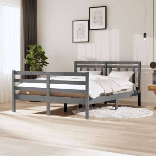 Okvir za krevet od masivnog drva sivi 140 x 200 cm