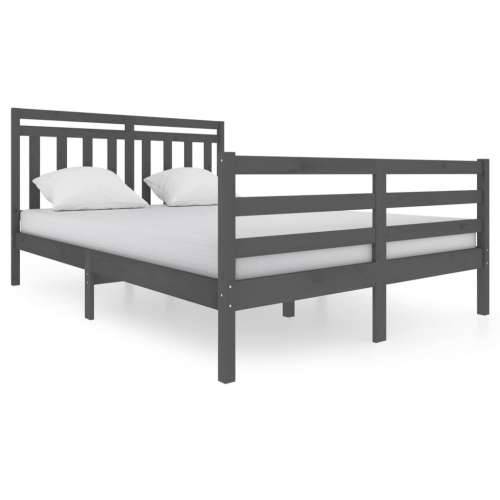 Okvir za krevet od masivnog drva sivi 140 x 200 cm Cijena