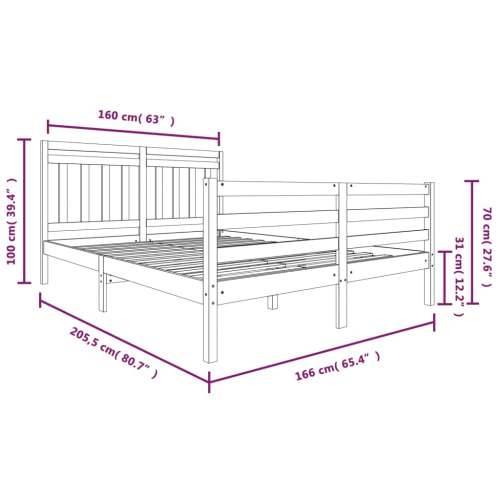Okvir za krevet od masivnog drva 160 x 200 cm Cijena