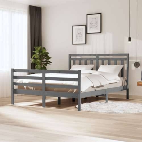 Okvir za krevet od masivnog drva sivi 160 x 200 cm