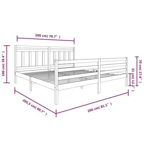 Okvir za krevet od masivnog drva 200 x 200 cm - Prirodna 200 x 200 cm Cijena