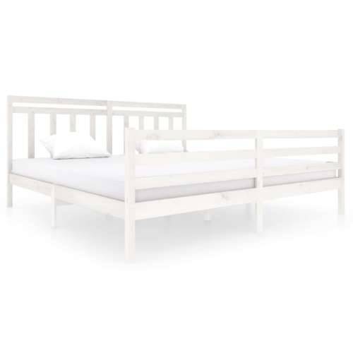 Okvir za krevet od masivnog drva bijeli 200 x 200 cm Bijela 200 x 200 cm Cijena