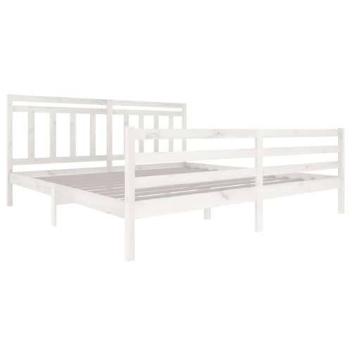 Okvir za krevet od masivnog drva bijeli 200 x 200 cm Bijela 200 x 200 cm Cijena
