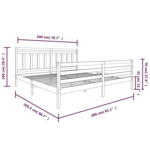 Okvir za krevet od masivnog drva bijeli 200 x 200 cm Bijela 200 x 200 cm Cijena