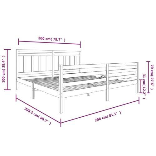 Okvir za krevet od masivnog drva sivi 200 x 200 cm Cijena