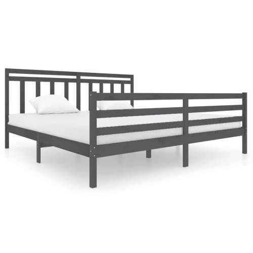 Okvir za krevet od masivnog drva sivi 200 x 200 cm - Siva 200 x 200 cm Cijena