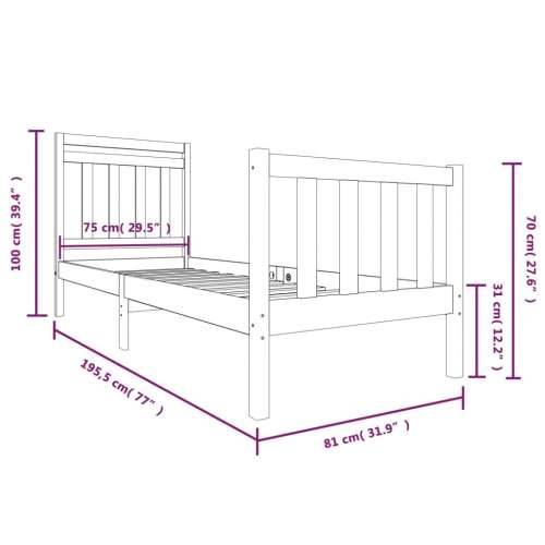 Okvir za krevet od masivnog drva 75 x 190 cm mali - Prirodna 75 x 190 cm Cijena