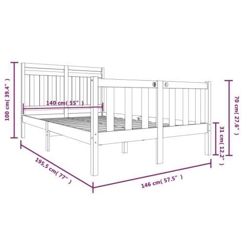 Okvir za krevet od masivnog drva crni 140 x 190 cm Cijena