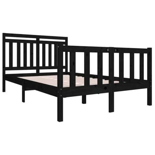 Okvir za krevet od masivnog drva crni 140 x 190 cm - Crna 140 x 190 cm Cijena