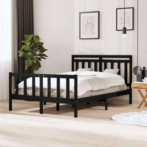 Okvir za krevet od masivnog drva crni 140 x 200 cm