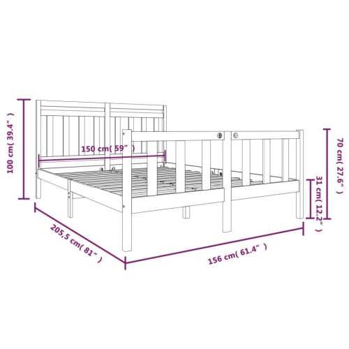 Okvir za krevet od masivnog drva 150x200 cm veliki bračni - Prirodna 150 x 200 cm Cijena