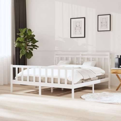 Okvir za krevet od masivnog drva bijeli 160 x 200 cm