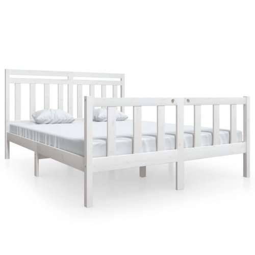 Okvir za krevet od masivnog drva bijeli 160 x 200 cm Cijena