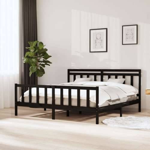 Okvir za krevet od masivnog drva crni 180 x 200 cm bračni