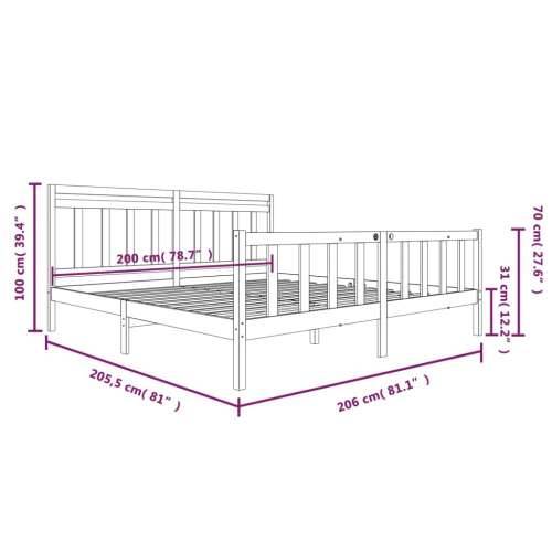 Okvir za krevet od masivnog drva 200 x 200 cm Prirodna 200 x 200 cm Cijena