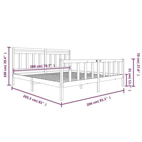 Okvir za krevet od masivnog drva bijeli 200 x 200 cm - Bijela 200 x 200 cm Cijena