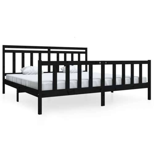 Okvir za krevet od masivnog drva crni 200 x 200 cm - Crna 200 x 200 cm Cijena