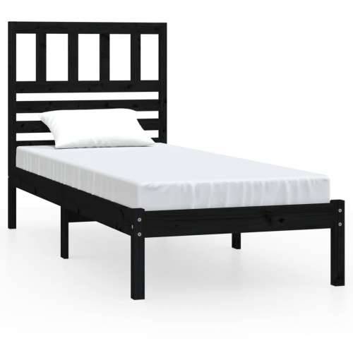 Okvir kreveta za jednu osobu crni 90 x 190 cm masivna borovina Cijena