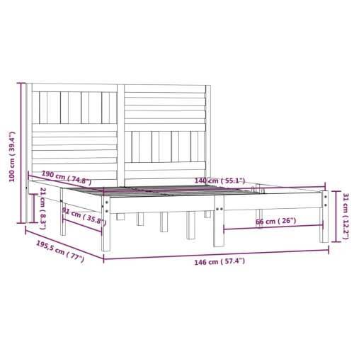 Okvir za krevet od masivne borovine 140 x 190 cm - Prirodna 140 x 190 cm Cijena