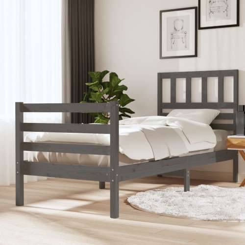 Okvir za krevet od masivnog drva sivi 90 x 200 cm