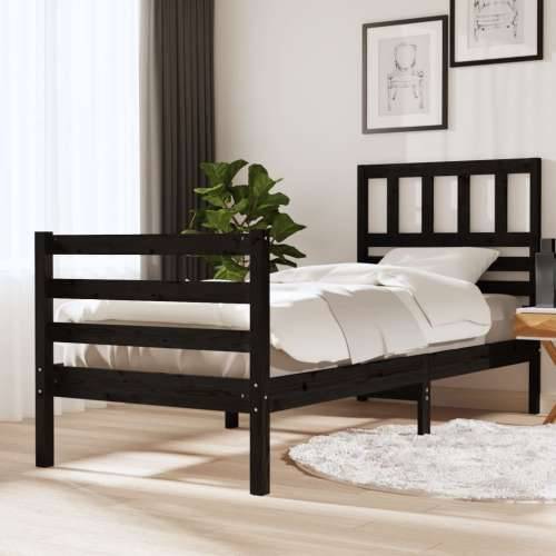 Okvir za krevet od masivnog drva crni 90 x 200 cm