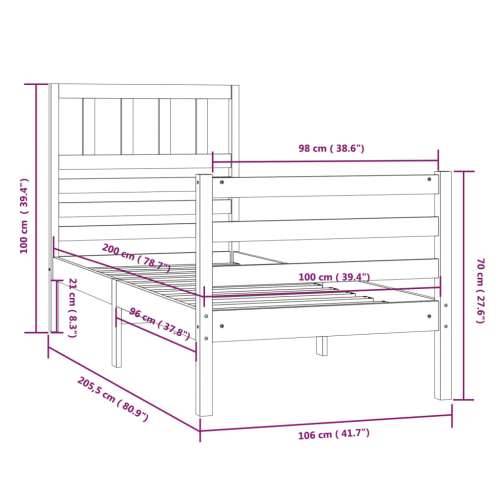 Okvir za krevet od masivnog drva crni 100 x 200 cm Cijena