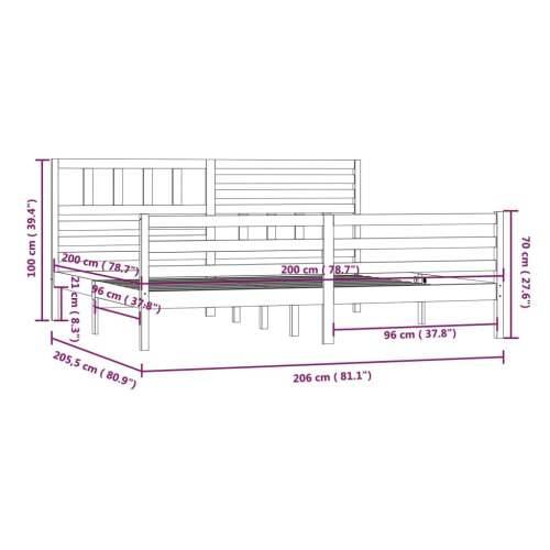 Okvir za krevet od masivnog drva sivi 200 x 200 cm - Siva 200 x 200 cm Cijena