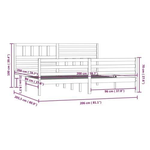 Okvir za krevet od masivnog drva crni 200 x 200 cm Crna 200 x 200 cm Cijena
