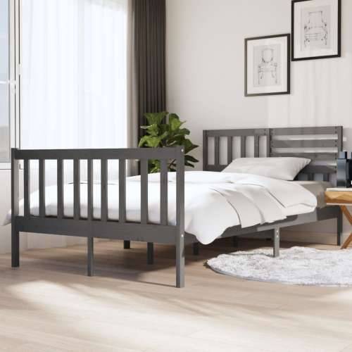 Okvir za krevet sivi 135 x 90 cm bračni od masivnog drva