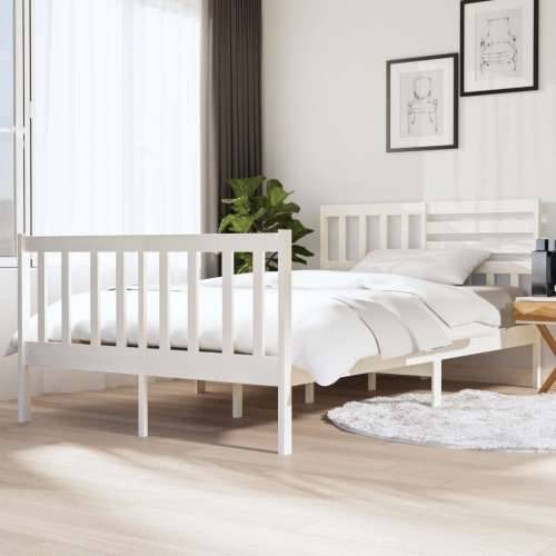 Okvir za krevet od masivnog drva bijeli 140 x 190 cm
