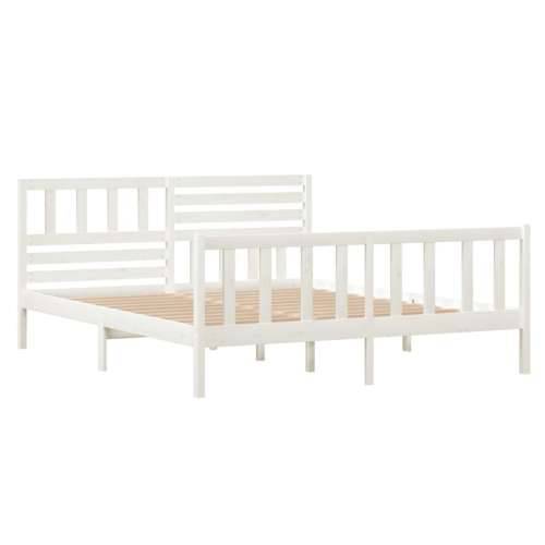 Okvir za krevet od masivnog drva bijeli 140 x 190 cm Cijena