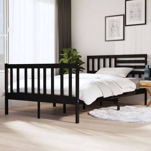 Okvir za krevet od masivnog drva crni 140 x 190 cm