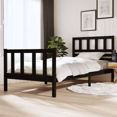 Okvir za krevet od masivnog drva crni 100 x 200 cm