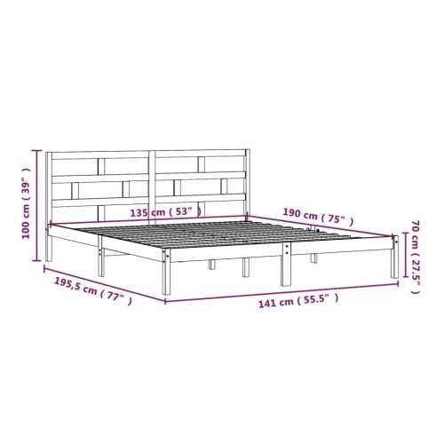 Okvir za krevet od masivnog drva 135 x 190 cm bračni - Prirodna 135 x 190 cm Cijena