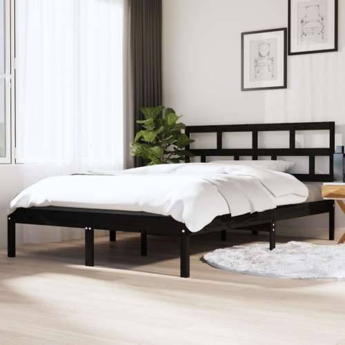 Okvir za krevet od masivnog drva crni 135 x 190 cm bračni Cijena