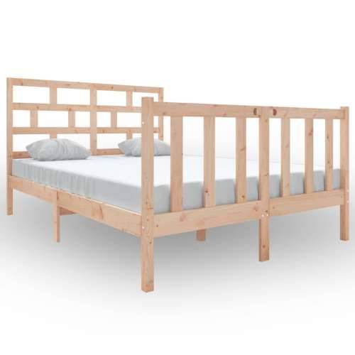 Okvir za krevet od masivne borovine 140 x 190 cm - Prirodna 140 x 190 cm Cijena